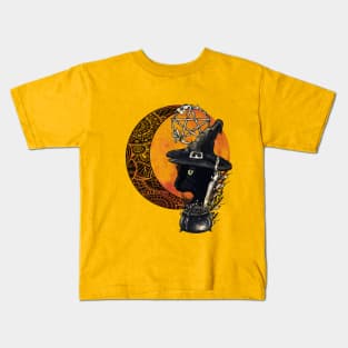 'wizard cat ' the Halloween imagination Kids T-Shirt